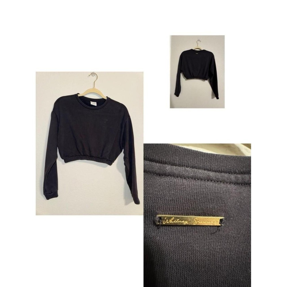 Gymshark Whitney Simmons Black Cropped Crew Sweatshirt XS Womens Athletic Top